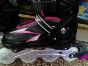 Patines Mirey Lineales Ab 7 Regulables + Protectores 34 A 37