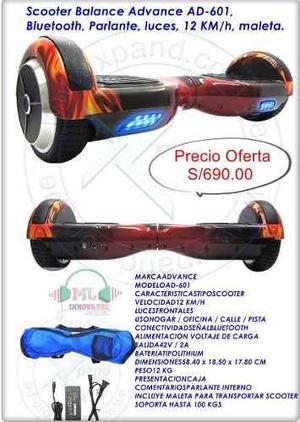 Scooter Balance Advance Ad-601, Bluetooth, Parlante, Luces