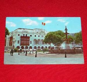 Antigua Postal Plaza De Armas Con Pileta Municipalidad Lima