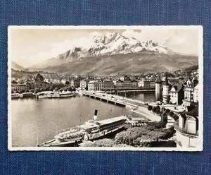 Antigua Postal Suiza Lucerna Monte Pilatus 1938 Blanco Negro