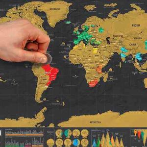 Mapa Mundi Scratch Viajero Mochilero Hermoso Detalle