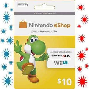 Tarjeta Nintendo Eshop Card $10 Usd 3ds Wii U Inmediato