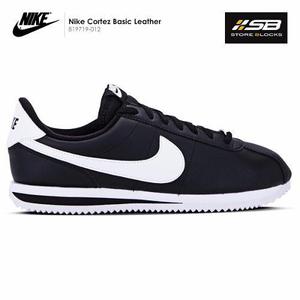 Zapatillas Nike Cortez Basic Cuero - Hombre - Negro Clasicas