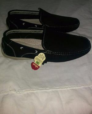 Zapato De Hombre Mocasín Cuero, Color Negro Talla 42