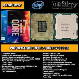 Procesador Intel Core I7 6800k 3.40ghz-3.80ghz Lga 2011-v3