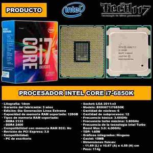 Procesador Intel Core I7 6850k 3.60ghz-4.00ghz Lga 2011-v3