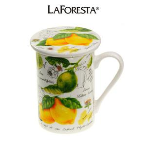 Taza Con Infusor Porcelana Lemon En Caja De Regalo