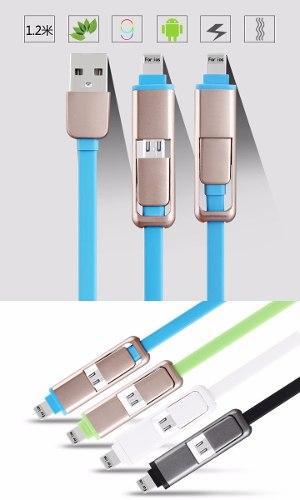 Cable Datos 2 En 1 Lightning(iphone) + Microusb(smartphone)