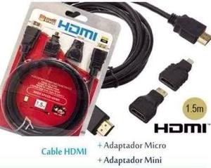 Cable Hdmi 1.5 Metros + 2 Adaptadores P/ Filmadoras 3d 4k