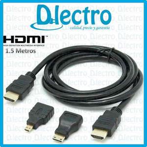 Cable Hdmi 1.5 Metros Full Hd 3d Con Adaptador Envío Gratis