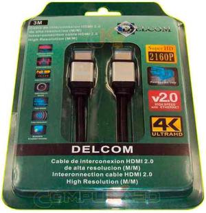 Cable Hdmi 2.0 De 3 Metros Delcom Ultra Hd 4k 3d Audio Video