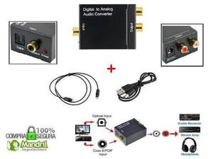 Conversor Convertidor Audio Óptico A Audio Rca + Cable