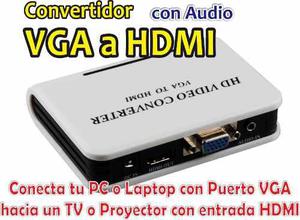 Convertidor De Vga A Hdmi Con Cable Audio Incluido Cpu A Tv