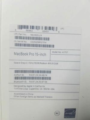 New Macbockpro Retina 15, Touch Bar-coreigb -16 Gb Ram