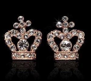 Aretes Corona Princesa Reina Full Cristales En Stock Elle851