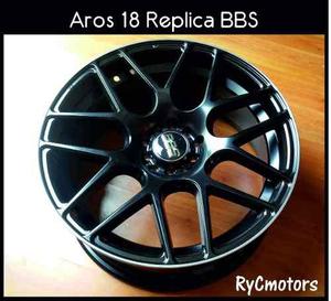 Aros 18 Negro Mate (5 Huecos) Replica Bbs - Rycmotors