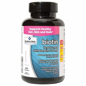 Biotina / Biotin 10000 Mcg + Keratina + Vitamina C, 250 Caps