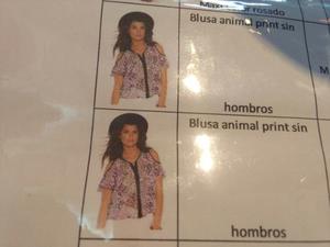 Blusa Animal Print Sin Hombros, Talla M Y L