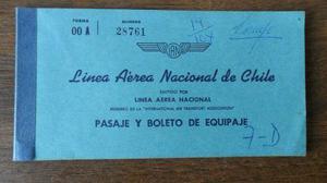 Antiguo Pasaje De Avion De Aerolineas Lan-chile 1957