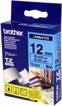 Cinta Brother Tz-531 Negro En Azul - (12mm X 8m)