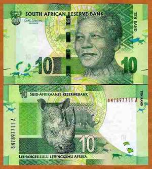 Billete De 10 Rand Sudáfrica. Mandela.