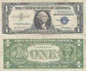 Billete De Un Dolar Sello Azul  Cert. Plat Con Estrella