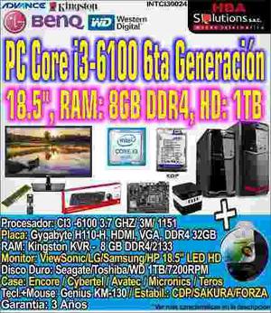 Pc Completa Intel Core I3 6100 6ta Generacion 8gb 1tb Gamer