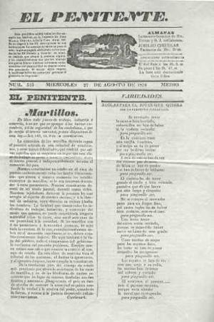 Antiguo Periódico - El Penitente,miércoles 27 De