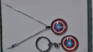 CAPITAN AMERICA COMIC MARVEL COLLAR Y LLAVERO