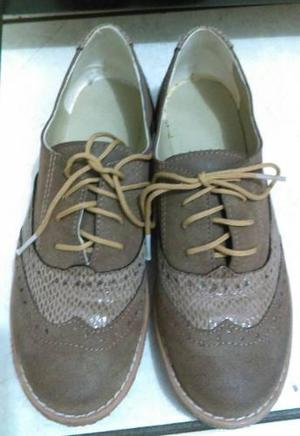Remato Zapatos Oxfort De Gamuza Color Marron, Talla 36