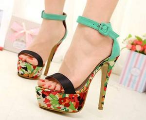Zapatos Mujer Sandalias Plataforma Tacones Flores Pedido!