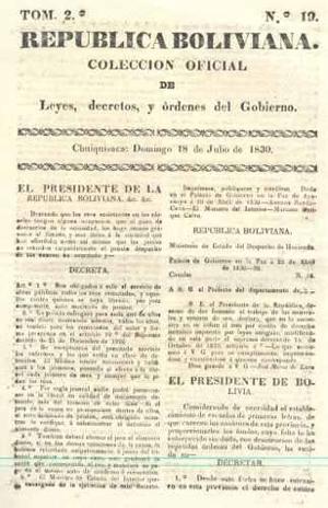 periodico) Republica Boliviana. Colección Oficial De