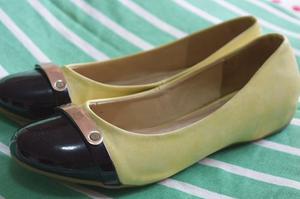 Zapato Balerina Amarillo Negro 36