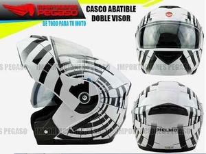 Casco Moto Abatible Doble Visor Blanco/negro Nuevos Pegaso