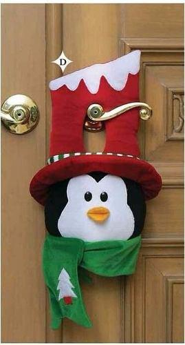 Adorno Pinguino Manija Puerta Decora Navidad Regalo Hogar