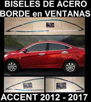 Hyundai Accent Ventanas Biseles Molduras Cromado 12-16 Acero
