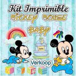 Kit Imprimible Mickey Mouse Bebe Invitaciones Tarjetas