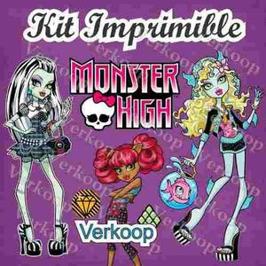 Kit Imprimible Monster High Marcos Tarjetas Invitaciones