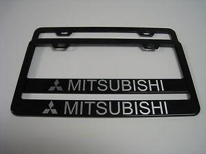 Portaplacas Mitsubishi De Acero Inoxidable Color Negro