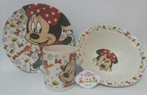 Set De Vajilla Minnie Mouse / De Cerámica (taza,plato