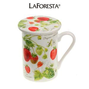 Taza Con Infusor Porcelana Strawberry En Caja De Regalo