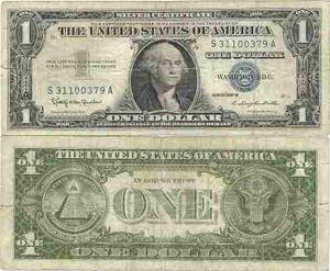 Billete De Un Dolar Sello Azul 