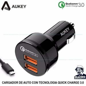 Cargador Rapido Auto Aukey Cc-t8 Quick Charge 3.0- 2 Puertos