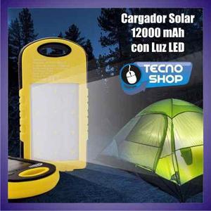 Cargador Solar 12000 Mah Powerbank Waterproof Luz Led Campin