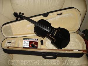 violin negro gotico alta calidad con accesorios y curso