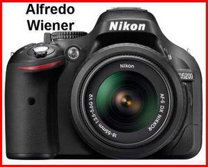 Cámara Nikon D5200 24.1 Mpxs 2 Lente 18.5mm + 55-300mm