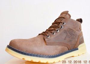 Botas Botines Aligator Caterpillar Cuero Brow Sin Puntaacero