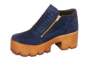 Botines Zapatos De Mujer Con Plataforma Azul Talla 35 Y 37
