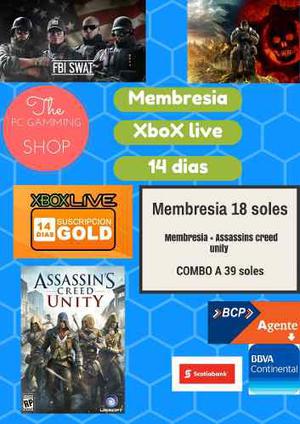 Membresia Xbox Live Gold 14 Dias Combo Assassin's Creed