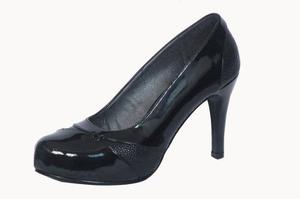 Zapato Mujer Charol Negro Plataforma Interna 37-38 Fiesta